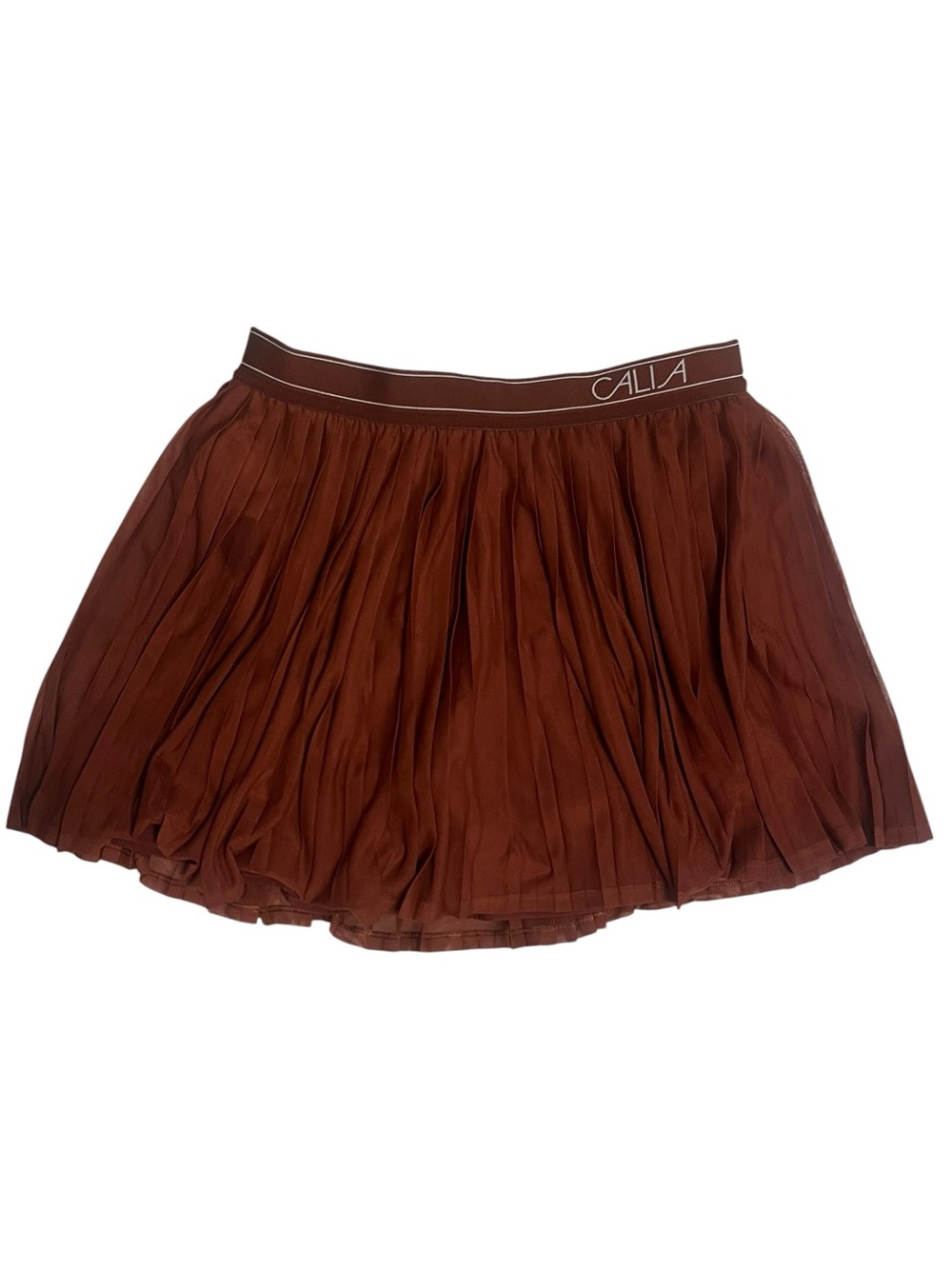 CALIA NWOT Court High Rise Pleated Mesh Skort Brown Terracotta Med *Matching Set